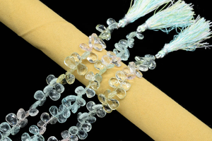 Perles de briolette aigue-marine à multiples facettes Perles de pierre naturelle en forme de poire - Product Image 4