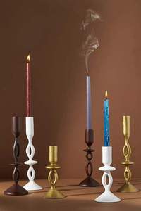 Rustic Wooden Pillar <b>Candle</b> Holder With Black Metal Top <b>Small</b> Size For Tabletop Dining Room And Living Room Decor - Product Image 5
