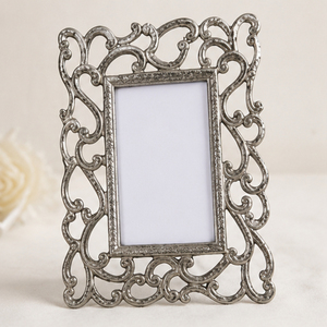 Cadre photo en métal argenté antique, style baroque orné de luxe, cadre photo en aluminium pour la décoration de la maison et les cadeaux de mariage - Product Image 3