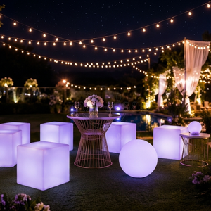 Juego <span class=keywords><strong>de</strong></span> Muebles para Eventos con Luces LED Modernas, Recargables e Impermeables, Cubos Luminosos y Bolas Brillantes para Discotecas, Bodas y Fiestas en Alquiler - Product Image 1