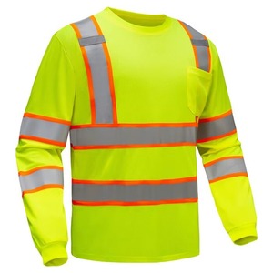 Chemise de sécurité réfléchissante personnalisée ANSI Classe 3, manches longues, jaune fluorescent, bicolore, vêtements de travail pour la construction - Product Image 4