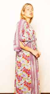 Vestido Kaftan de Algodón con Estampado a Mano, Talla Única, Estilo Boho Chic, Ropa de Resort India - Product Image 4