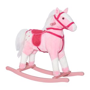 Cavallo a Dondolo in Peluche Rosa per Bambine, Giocattolo Cavalcabile con Suoni Realistici, Regalo di Compleanno Perfetto - Product Image 1