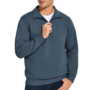 Sweat-shirt à col zippé pour homme, coupe classique, col montant, personnalisable avec impression sérigraphiée, en tissu épais, fabrication usine - Product Image 3