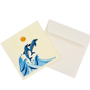 Tarjeta de felicitación 3D hecha a mano con temática de amor y delfines marinos, tarjeta de quilling con temática de peces, tarjeta de felicitación de Vietnam. - Product Image 5