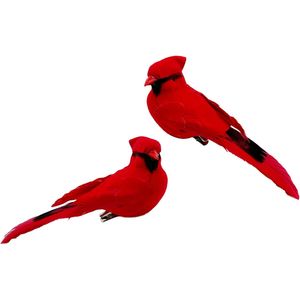 Set di 2 Uccelli Artificiali Rossi a Forma di Cardinale per Decorazioni Natalizie Eleganti e Composizioni Floreali con Decorazioni Durevoli a Forma di Uccello Rosso - Product Image 1
