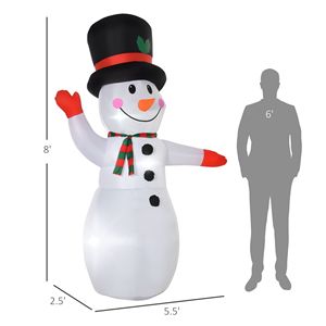 Pupazzo di Neve Gonfiabile per Decorazioni Natalizie da Giardino, 8 Piedi con Luci LED per Esterni - Product Image 3