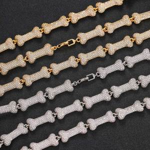 Mens Lab Grown Diamond 925 Silver Bone Link <b>Chain</b> <b>Necklace</b> Iced Skull Style Statement Streetwear Luxury Gift Bold Pendant <b>Chain</b> - Product Image 5