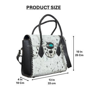 Sac fourre-tout de luxe en cuir de vachette vintage clouté et orné de pierres turquoise, grande capacité, sac à bandoulière de voyage pour femmes - Product Image 2