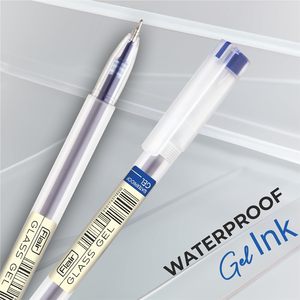 High Quality Plastic Gel <b>Pens</b> Flair Glass Transparent Body 0.6mm Soft Rubber Grip Waterproof Non-Erasable Blue Black Red Ink - Product Image 6