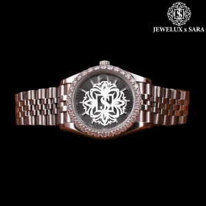 Reloj de Diamantes Dorado con Incrustaciones de Circonitas Blancas, el Más Vendido, para Festivales, Conciertos y Eventos Musicales, Disponible al Mejor Precio - Product Image 1