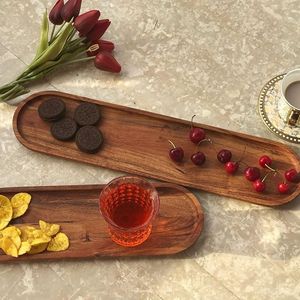 Stylish Wooden Printed Serving Tray <b>Kitchen</b> Decor <b>for</b> Tea Coffee Breakfast Snacks - Product Image 1