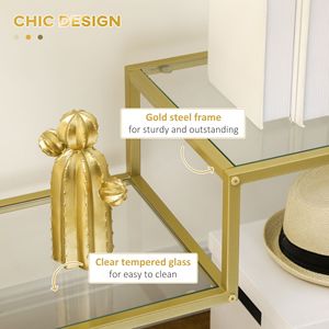 "Handmade Steel Frame <b>Console</b> <b>Table</b> with 39" Tempered Glass Shelves for Entryway Hotel Living Room" - Product Image 5
