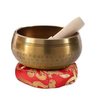 Ensemble de bols chantants tibétains martelés en laiton avec coussin et marteau pour le yoga, l'équilibrage des chakras, le soulagement du stress et de l'anxiété - Product Image 1