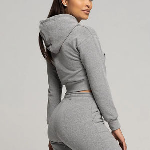 Conjunto Deportivo de 2 Piezas para Mujer, Primavera 2025, OEM, Personalizado, Top Corto y Sudadera con Capucha Oversize - Product Image 3