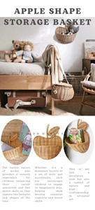Cesta de almacenamiento para colgar en la pared con forma de manzana, tejida con ratán natural, perfecta para decorar las paredes de tu hogar. - Product Image 6