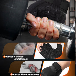 Gants de cyclisme mi-doigts noirs, bleus, blancs en PU respirant unisexe pour la course et l'entraînement sportif en extérieur - Product Image 3