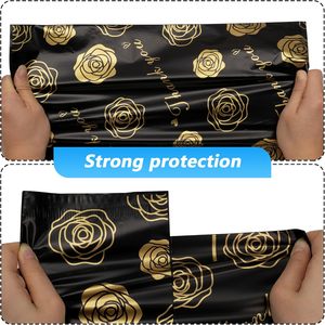Bolsas de Envío Impermeables y Resistentes a Desgarros para Ropa, Bolsas de Correo Resistentes con Autosellado, Bolsas de Embalaje con Estampado de Rosas Doradas - Product Image 2