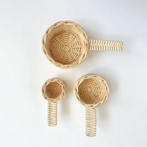 Kitchen utensil toy for child handmade rattan <b>baking</b> play <b>set</b> mini measuring cup toys wholesale - Product Image 1