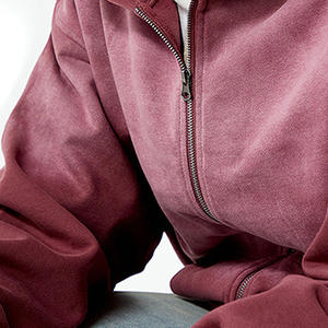 เสื้อฮู้ดดี้โอเวอร์ไซส์ผ้าฟลีซฟอกสีซีดแบบซิป 100% คอตตอน 380gsm สำหรับผู้ชายไซส์ใหญ่ ใส่ได้ในฤดูหนาว - Product Image 6