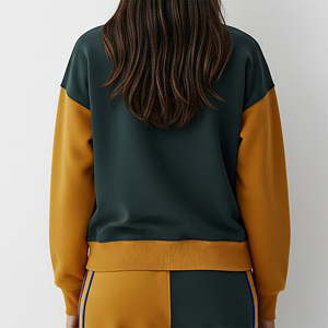 Sweat-shirts pour femmes surdimensionnés à col rond, fabriqués sur mesure, de haute qualité, 100% coton, couleur contrastée, respirants, pour la saison d'automne - Product Image 3