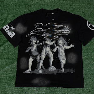 เสื้อยืดสตรีทแวร์ผู้ชายทรงโอเวอร์ไซส์ ผ้าคอตตอน 100% หนานุ่ม พิมพ์ลายโลโก้ด้านหน้า สไตล์วินเทจฟอกสีแบบแอซิดเฟด - Product Image 3
