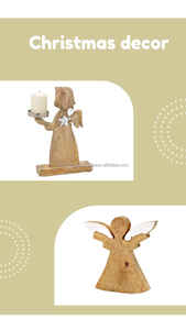 Vente chaude Figurine d'ange en bois sculpté ornements d'arbre de Noël et fournitures de décoration de vacances cadeau pour la saison des fêtes - Product Image 2
