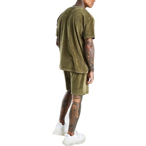 2025 Custom Men's Velour Sweatsuit T Shirt Shorts <b>Set</b> Casual Summer Football Velvet Tracksuit Wholesale from Manufacturer - Product Image 5