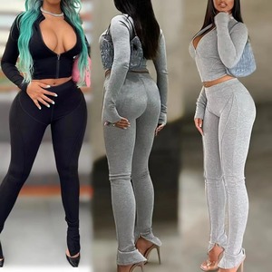 Tracksuits for Women 2026 Winter <b>Zip</b> <b>up</b> Croptop <b>Jacket</b> and Joggers Outfit Sports Two Pieces Legging Set - Product Image 2