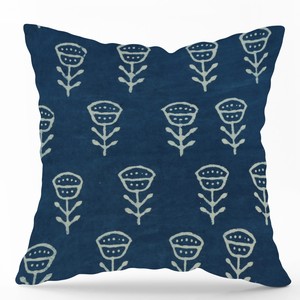 Housse de coussin en coton imprimé à la main style bohème indigo, coussin décoratif pour salon, qualité export - Product Image 1