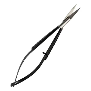 Ciseaux à sourcils professionnels Spring Scissors, couleur or noir, lames droites et aiguisées, acier inoxydable, ciseaux de beauté durables - Product Image 3