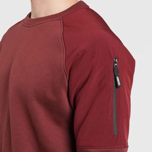 Men Brown Crew Neck Sweatshirt Regular Fit Solid Color Casual Long Sleeve <b>Pullover</b> 100% Cotton Fleece Knitted Winter Embroidered - Product Image 5