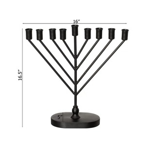 Candélabre en fer noir à 8 bras, porte-bougie de 16 pouces de large, décoration d'intérieur, support à bougies en métal durable - Product Image 1