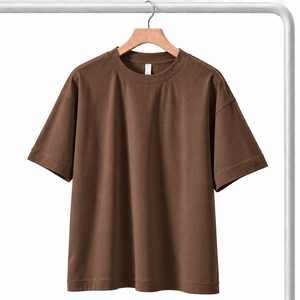 เสื้อยืดคอตตอนโอเวอร์ไซส์สำหรับผู้ชายและผู้หญิง เสื้อยืดคอกลมเรียบพรีเมียม รับผลิตเสื้อผ้าแบบ OEM ODM ตามสั่ง - Product Image 1