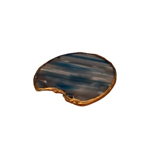 Personalized Tableware Accessories Agate <b>Coaster</b> With <b>Gold</b> Electroplated Agate Slice at Wholesale Price with Premium Quality - Product Image 1