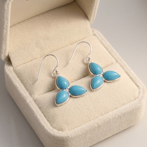Pendientes Colgantes de Turquesa Natural en Forma de Lágrima, Plata de Ley 925, Hechos a Mano, con Gema Azul, Joyería Boho, Regalo - Product Image 4
