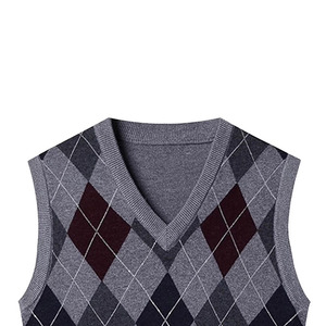 Pull sans manches en tricot côtelé pour homme, mélange laine/polyester, respirant, séchage rapide, logo frontal, style décontracté, doublure en laine pour l'hiver - Product Image 4