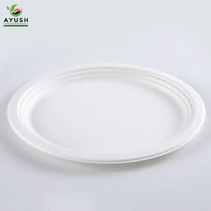 Assiettes rondes écologiques en bagasse, fabriquées à partir de fibres de pulpe de canne à sucre, pour les mariages et les événements sociaux - Product Image 2