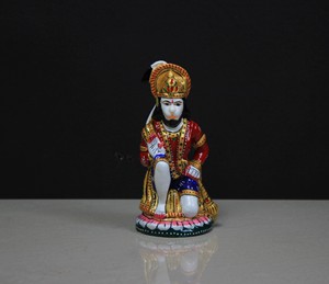 Nirmala Handicrafts Metal painted Sitting Hanuman <b>Statue</b> Handmade Hanuman <b>Statue</b> Blessing Hanuman Bajrangbali Idol - Product Image 2