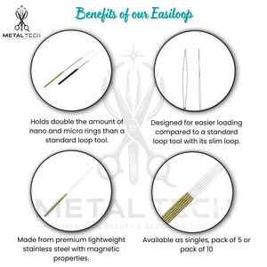 Gold Grooved Grip Hair Extension Loop <b>Needle</b> Micro Links <b>Threader</b> Pulling Wire Hook Bulk Salon Barber Accessories - Product Image 5