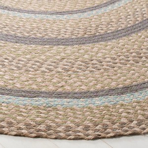 Alfombra ovalada de yute trenzado con patrón a rayas, estilo rústico, base de goma antideslizante, tapete para sala de estar, fácil de limpiar, pelo fino. - Product Image 6