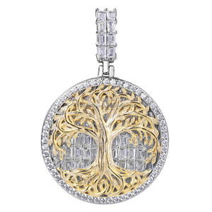 Iced Out <b>Tree</b> Pendant <b>Necklace</b> With Gold Finish and Premium Moissanite Stones - Product Image 1