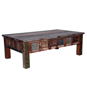 Table basse vintage en bois massif récupéré, mobilier populaire pour salon, taille personnalisable - Product Image 4