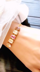 Pulsera de cristal rosa, joyería de boda para dama de honor, plata de ley 925, chapado en oro de 14 quilates, regalo elegante para mujer - Product Image 2