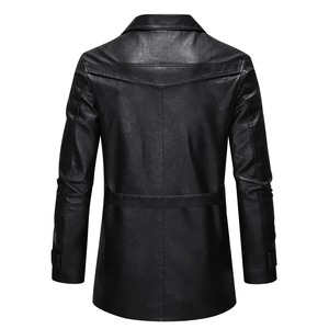 Chaqueta de Motocicleta de Invierno para Hombre, de Cuero Genuino Negro, Diseño Sólido, Impermeable, con Forro de Sherpa y Cuello Abatible - Product Image 2