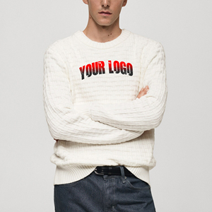 Fashion Men Knitted Sweater <b>100</b>% Cotton Warm Soft <b>Yarn</b> Breathable Comfort Fit Minimal Look for Cold Weather Everyday Casual Wear - Product Image 1