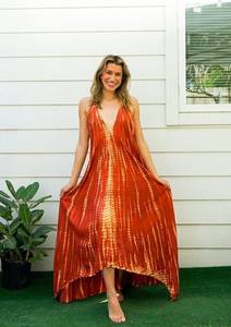 Vestido Maxi Informal Tie Dye de Moda Urbana, Diseño Simple, Estilo Moderno, Tejido Transpirable de Manga Larga - Product Image 4