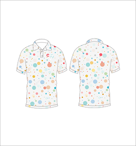 Mens White Multicolor Random Dot Polo Shirt Custom Sublimation Short Sleeve Summer Casual Breathable Lightweight Golf Shirt - Product Image 6