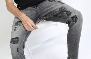 Men Cotton Denim <b>Pants</b> Wholesale Premium Quality Stretch Acid Wash Black Jeans <b>Pants</b> Fashion Outdoor Distressed Denim Men <b>Pant</b> - Product Image 2