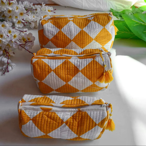 Soft Cotton Toiletry <b>Bag</b> Block Print Makeup <b>Bag</b> Travel Organizer For Skincare Cosmetics And Toiletries Make Up Pouch - Product Image 1